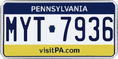 PA license plate MYT7936