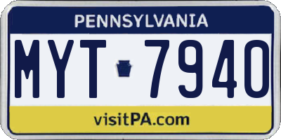 PA license plate MYT7940