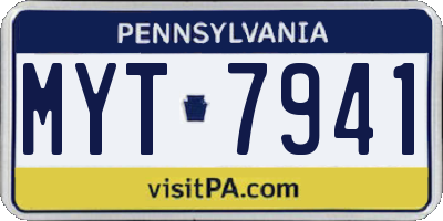 PA license plate MYT7941