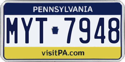 PA license plate MYT7948