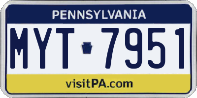 PA license plate MYT7951