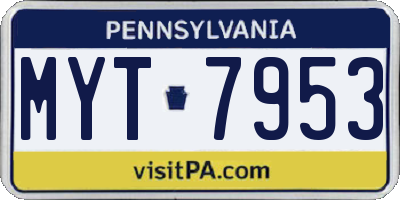 PA license plate MYT7953