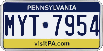 PA license plate MYT7954