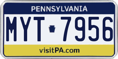 PA license plate MYT7956