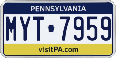 PA license plate MYT7959