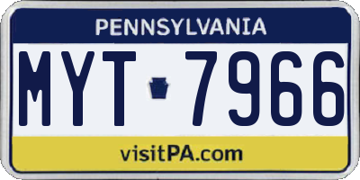 PA license plate MYT7966