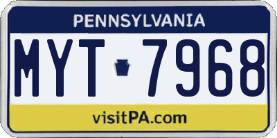 PA license plate MYT7968