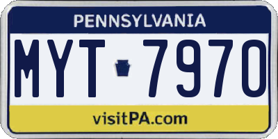 PA license plate MYT7970