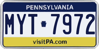PA license plate MYT7972