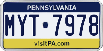 PA license plate MYT7978