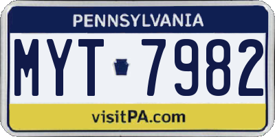 PA license plate MYT7982