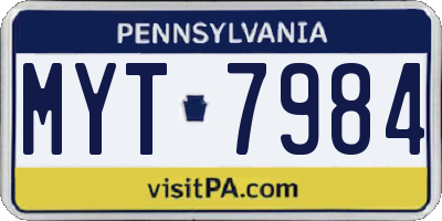 PA license plate MYT7984