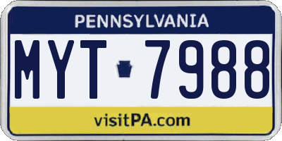 PA license plate MYT7988
