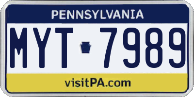 PA license plate MYT7989
