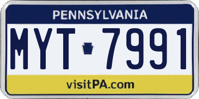 PA license plate MYT7991