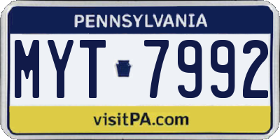 PA license plate MYT7992