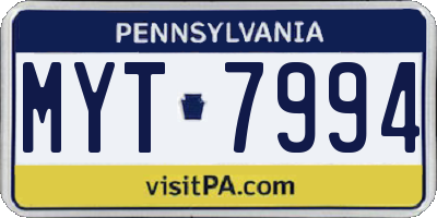 PA license plate MYT7994