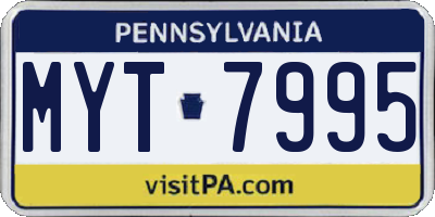 PA license plate MYT7995