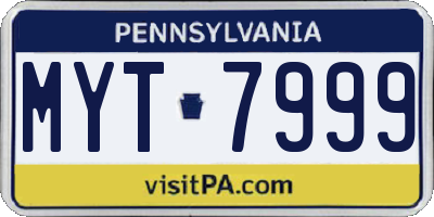 PA license plate MYT7999