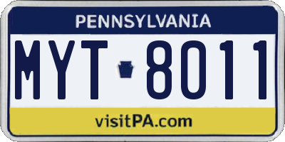 PA license plate MYT8011