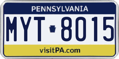 PA license plate MYT8015