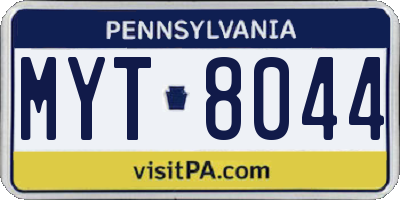 PA license plate MYT8044
