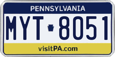 PA license plate MYT8051