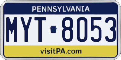 PA license plate MYT8053