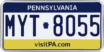 PA license plate MYT8055
