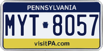 PA license plate MYT8057