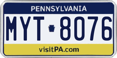 PA license plate MYT8076
