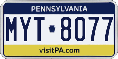 PA license plate MYT8077