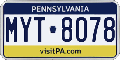 PA license plate MYT8078