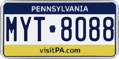 PA license plate MYT8088
