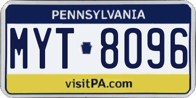 PA license plate MYT8096