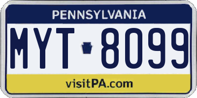 PA license plate MYT8099