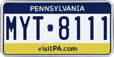 PA license plate MYT8111