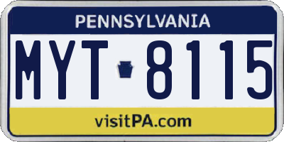 PA license plate MYT8115