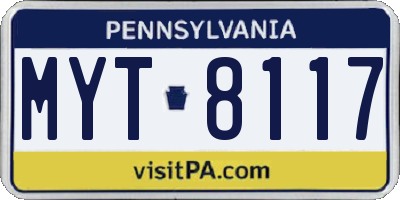 PA license plate MYT8117