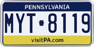 PA license plate MYT8119