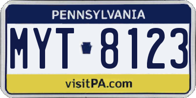 PA license plate MYT8123