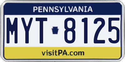 PA license plate MYT8125