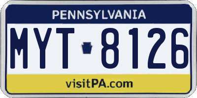 PA license plate MYT8126