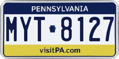 PA license plate MYT8127