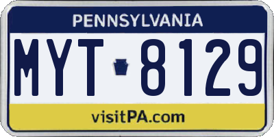 PA license plate MYT8129
