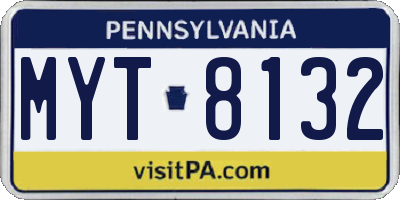 PA license plate MYT8132