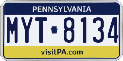 PA license plate MYT8134