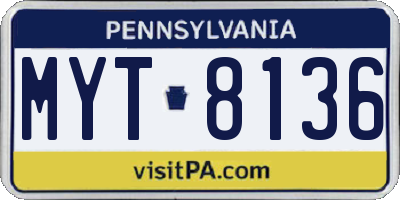 PA license plate MYT8136
