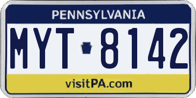 PA license plate MYT8142