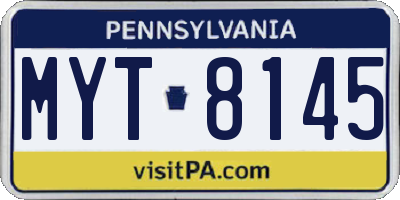 PA license plate MYT8145